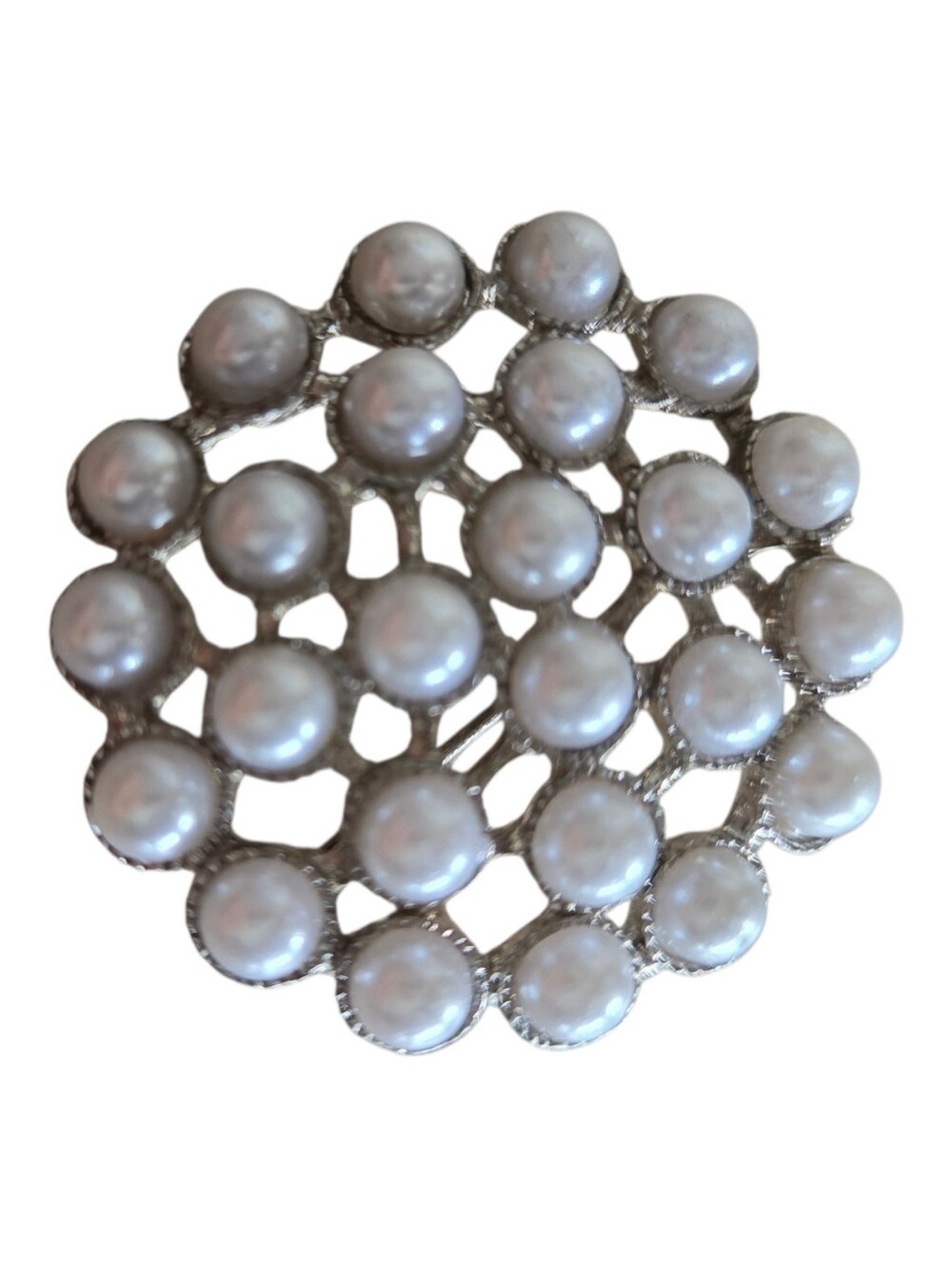 vintage mid-century faux pearl domed cluster brooch